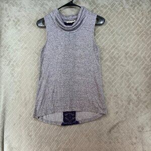 Love Blossom Sleeveless Shirt Womens S Gray Lace Back Slouchy Cowl Neck